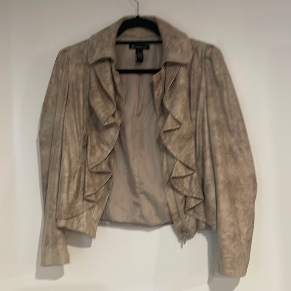 INC International Concepts Beige Ruffle Blazer